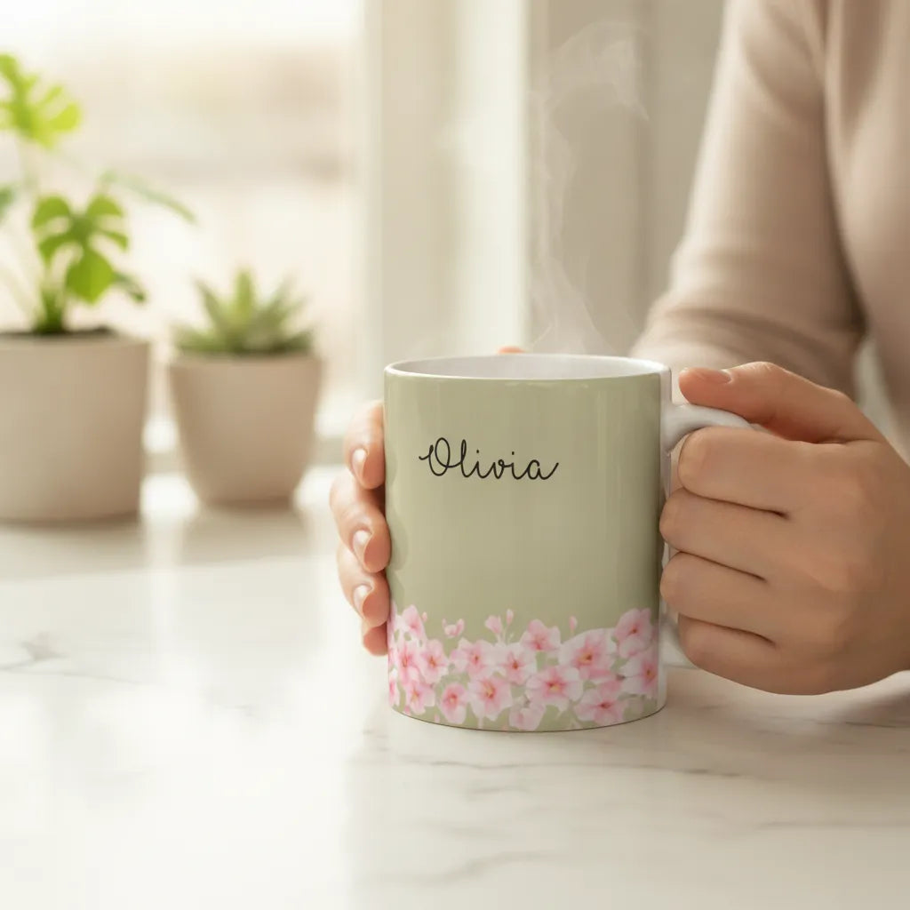 Custom Name and Birthflower Personalized Mug