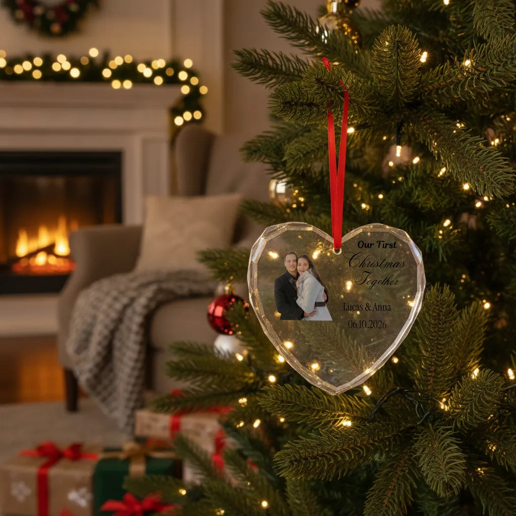Our First Christmas Married As Mr & Mrs - 1st Xmas Together - Personalized Acrylic Photo Ornament