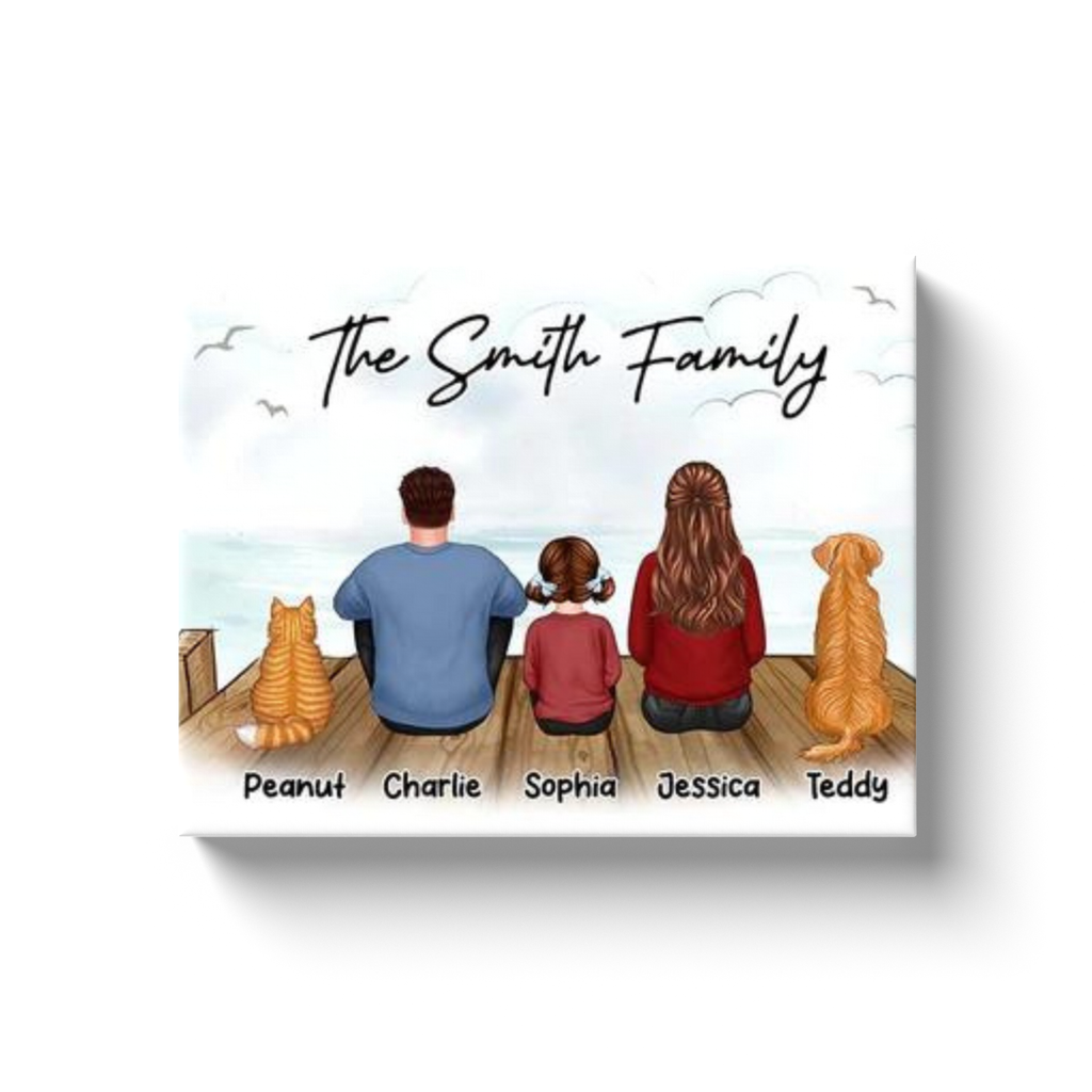 Dad Family Kid Dog and Cat Canvas Wraps