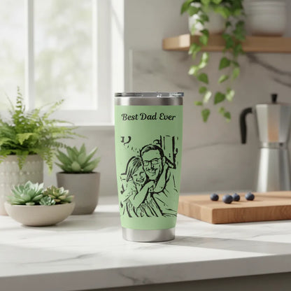 Custom Photo Sketch Art Father's Day Gift For Dad, Husband, Grandpa - Personalized Tumbler Cup
