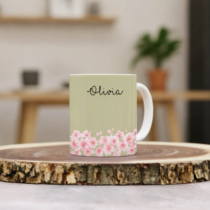 Custom Name and Birthflower Personalized Mug