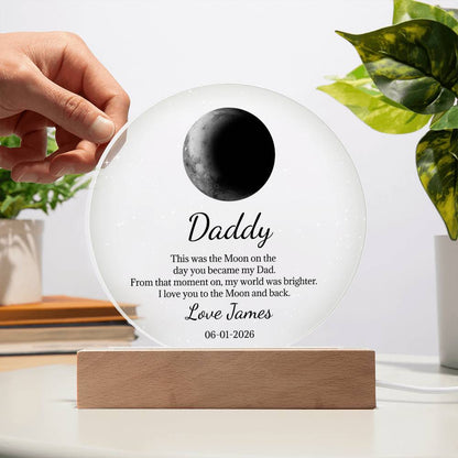Father's Day Gifts, Custom Moon Phase By Date Gift For Dad Father's Day Keepsake - Personalized Night Light