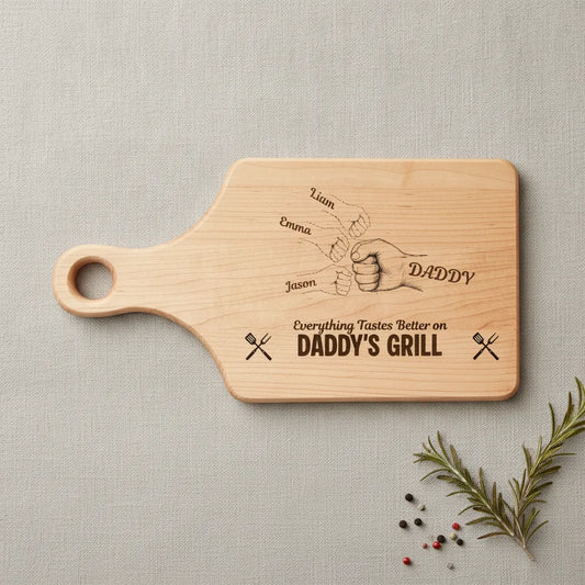 Everything Tastes Better on Daddy's Grill - Personalized Cutting Board