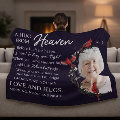 A Hug From Heaven - Personalized Hooded Sherpa Fleece Blanket
