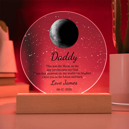 Father's Day Gifts, Custom Moon Phase By Date Gift For Dad Father's Day Keepsake - Personalized Night Light