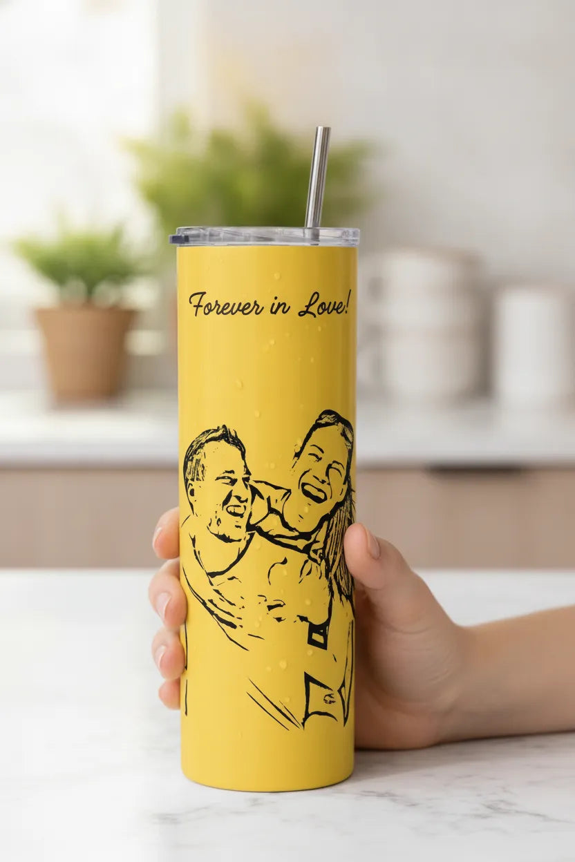 Couple Photo Sketch Personalized Tumbler