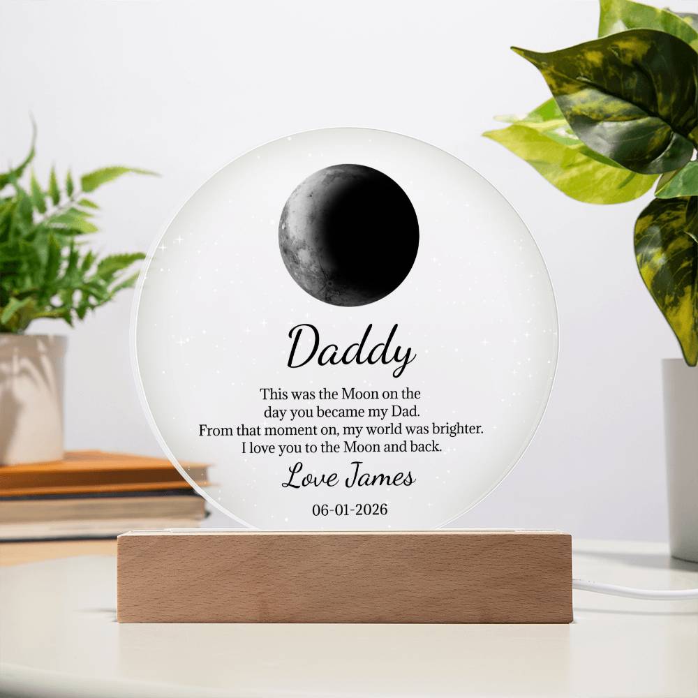 Father's Day Gifts, Custom Moon Phase By Date Gift For Dad Father's Day Keepsake - Personalized Night Light