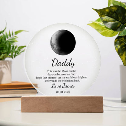 Father's Day Gifts, Custom Moon Phase By Date Gift For Dad Father's Day Keepsake - Personalized Night Light