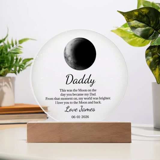 Father's Day Gifts, Custom Moon Phase By Date Gift For Dad Father's Day Keepsake - Personalized Night Light