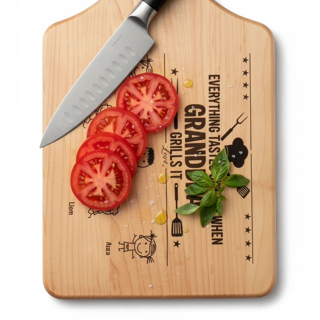 Everything Tastes Better When Grandpa, Dad Grills It - Father's Day Gift - Personalized Cutting Board
