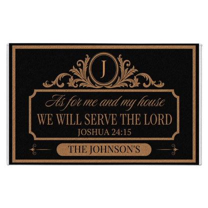 We’ll Serve the Lord” Personalized Doormat