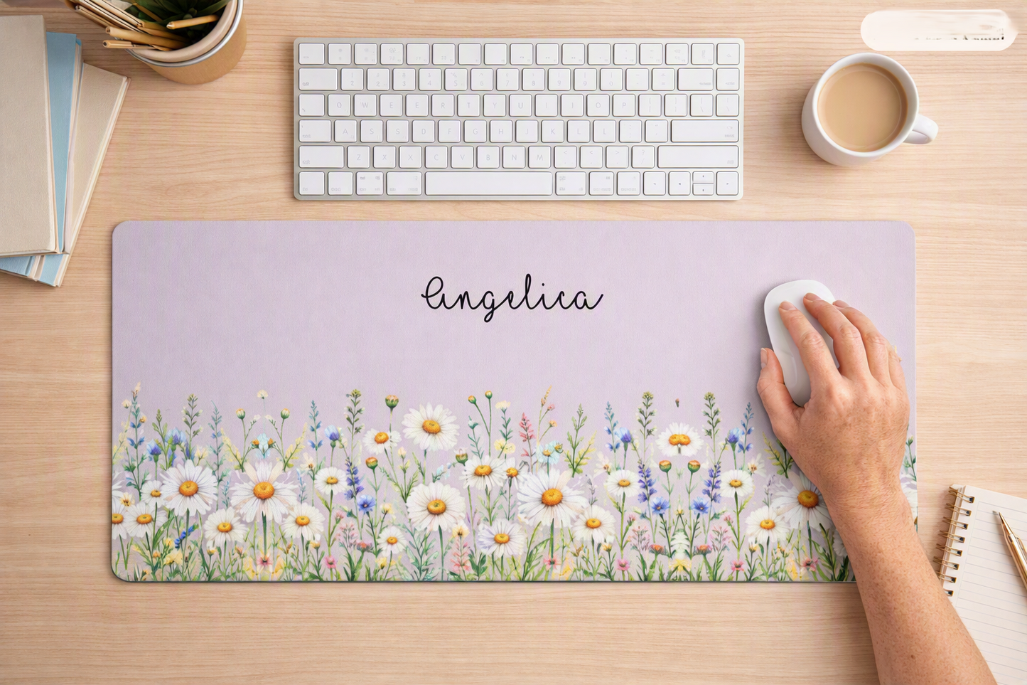 Custom Birth Flower & Name For Her, Coworkers, Friends, Teacher - Personalized Desk Mat