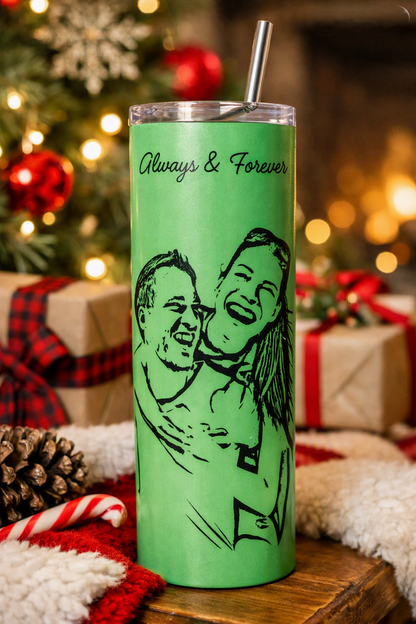 Couple Photo Sketch Personalized Tumbler