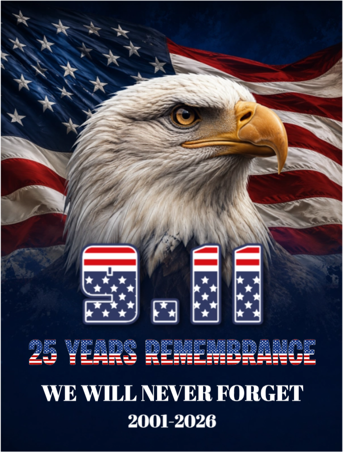 9/11 Patriot Day 25 Years Strong Eagle Never Forget 2001 2026 Fleece Blanket
