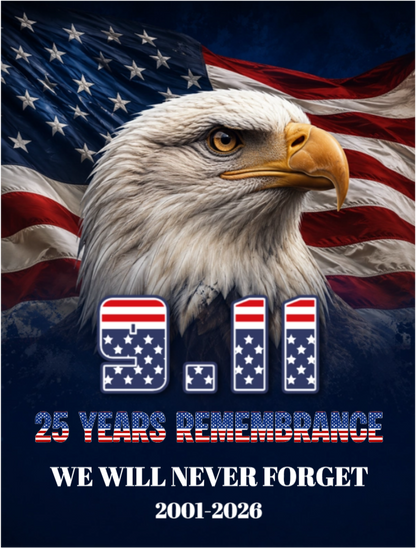 9/11 Patriot Day 25 Years Strong Eagle Never Forget 2001 2026 Fleece Blanket