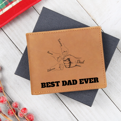Best Dad Ever Father's Day Gift Custom Kids' Names - Personalized Leather Wallet