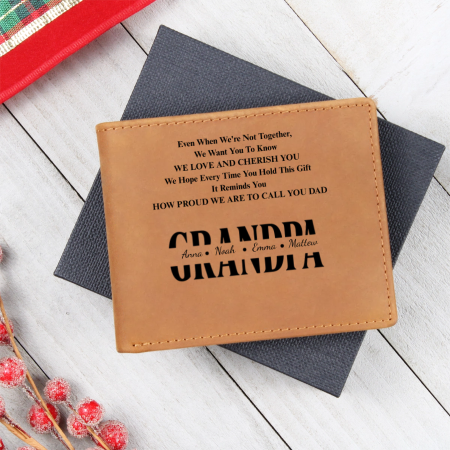 Leather Wallet Reminder For Dad, Grandpa, Papa - Personalized Wallet