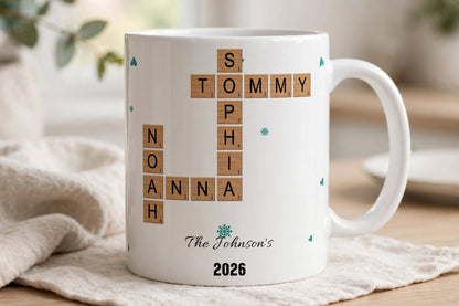 Family Name Scrabble Christmas - Personalized Mug
