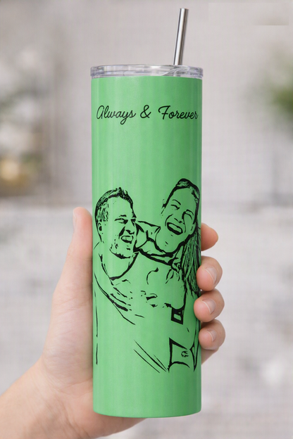 Couple Photo Sketch Personalized Tumbler