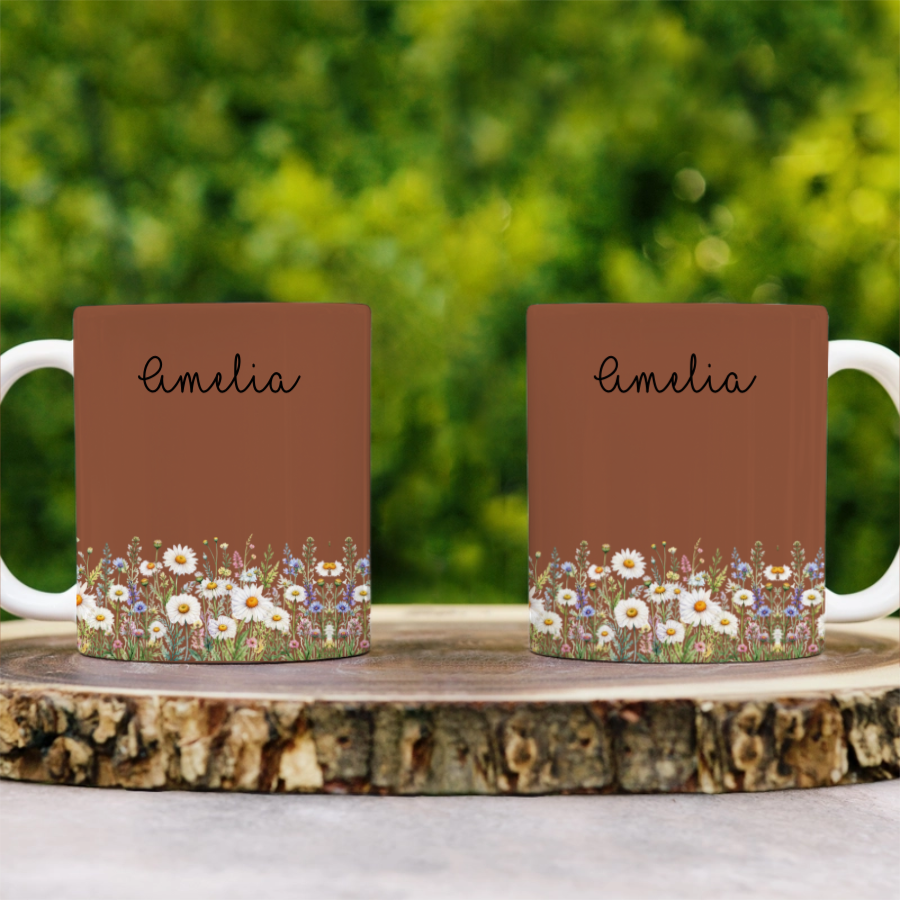 Custom Name and Birthflower Personalized Mug