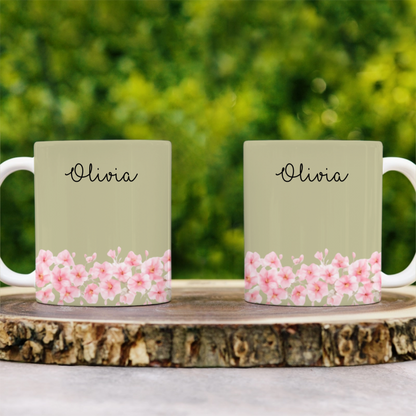 Custom Name and Birthflower Personalized Mug
