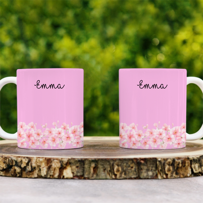 Custom Name and Birthflower Personalized Mug