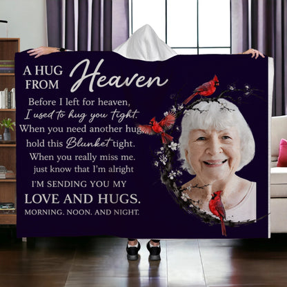 A Hug From Heaven - Personalized Hooded Sherpa Fleece Blanket