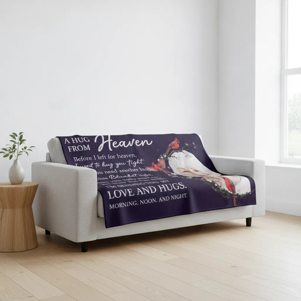 A Hug From Heaven - Personalized Hooded Sherpa Fleece Blanket