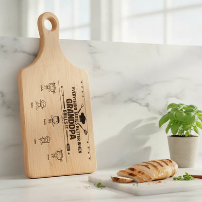 Everything Tastes Better When Grandpa, Dad Grills It - Father's Day Gift - Personalized Cutting Board