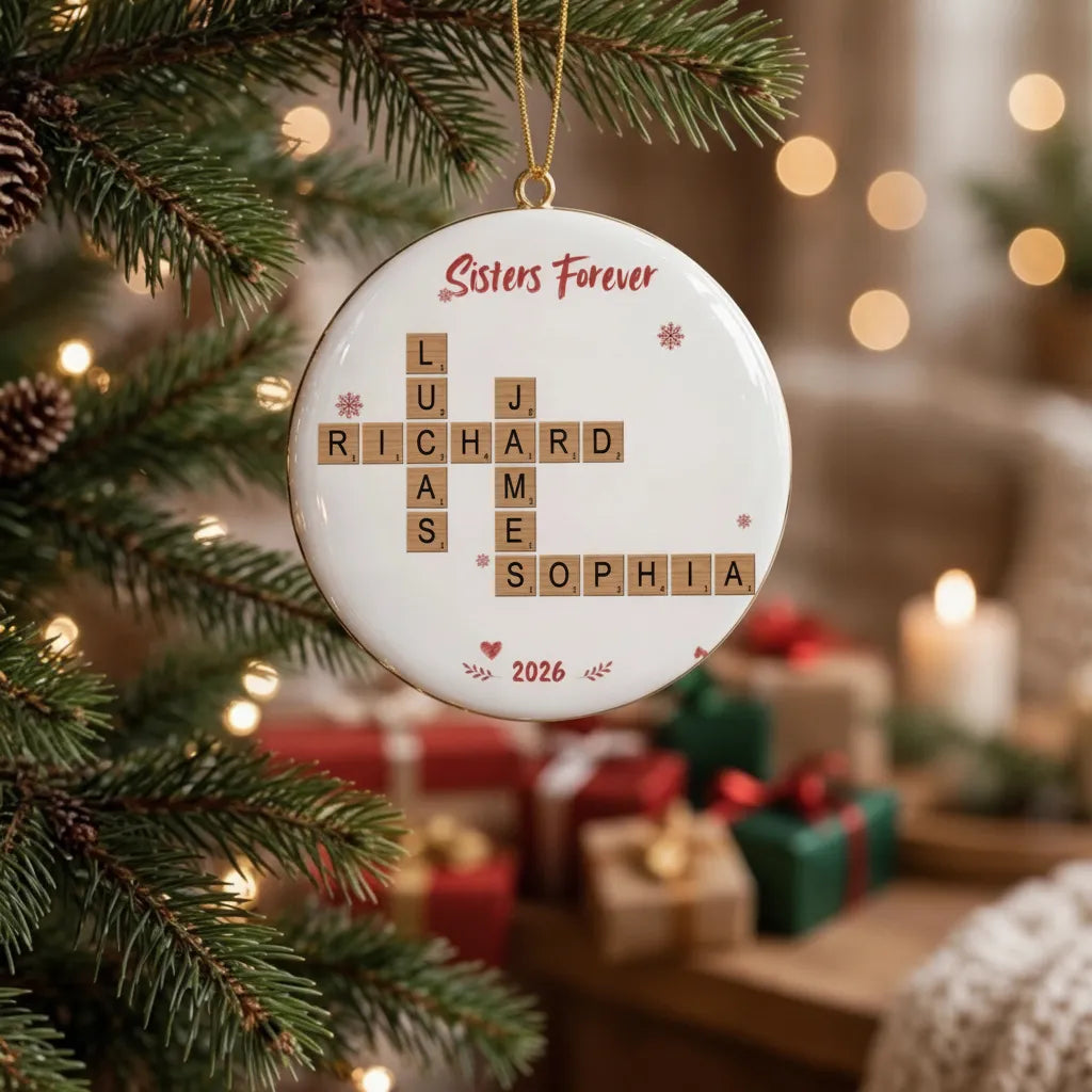 Family Forever New Version Custom Scrabble-Style - Personalized Ornament