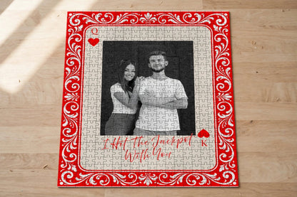 King And Queen Custom Couples Photo How Lucky We Are - Personalized Photo Rectangle Building Brick