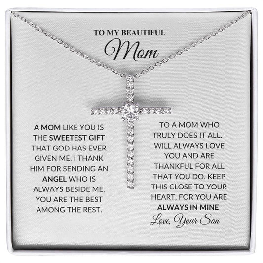 Mom - Bless You - Cross Necklace