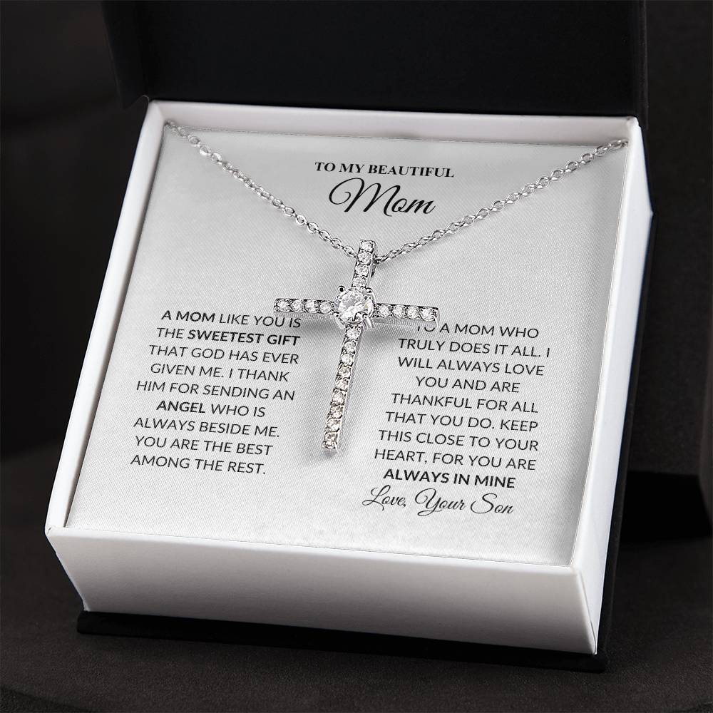 Mom - Bless You - Cross Necklace