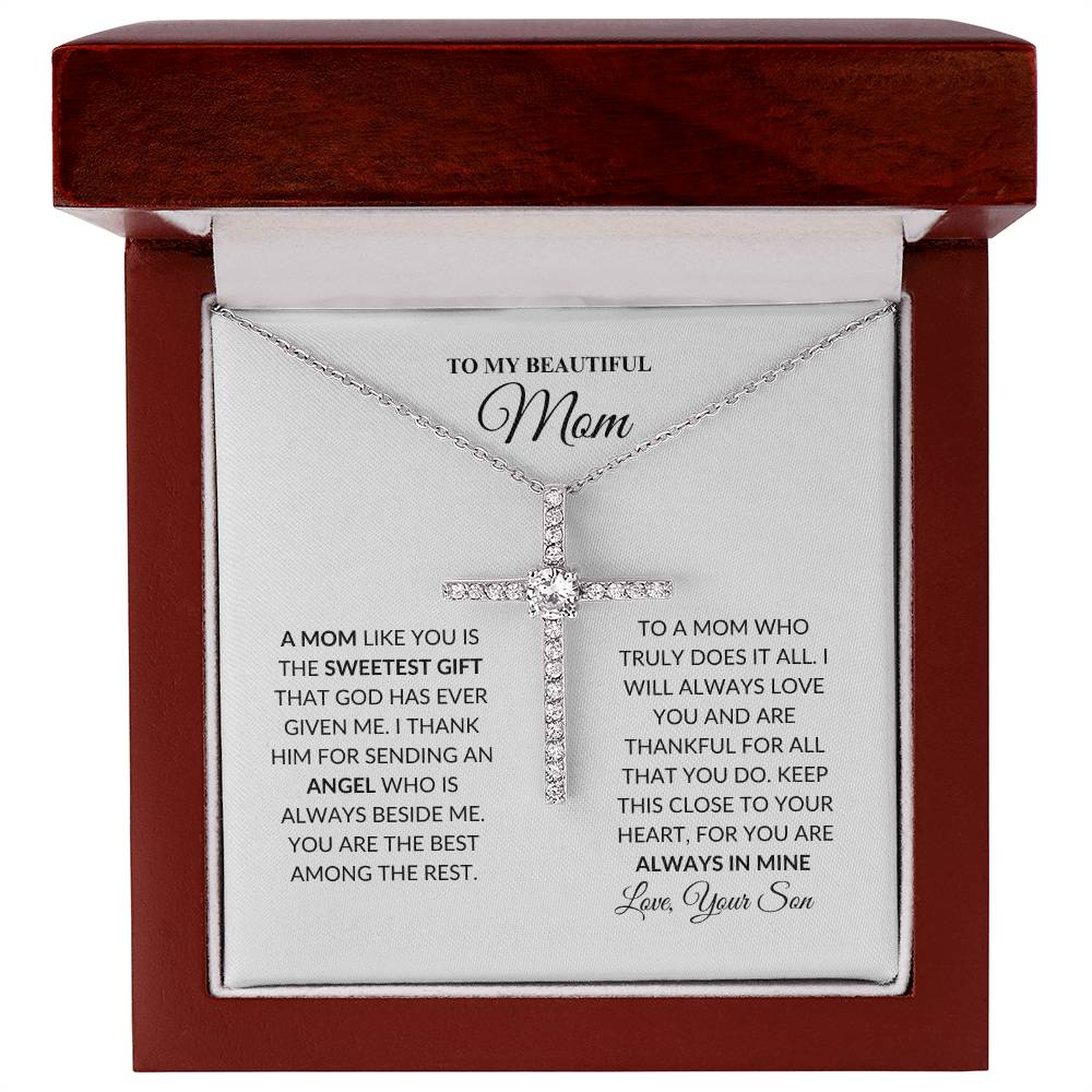 Mom - Bless You - Cross Necklace