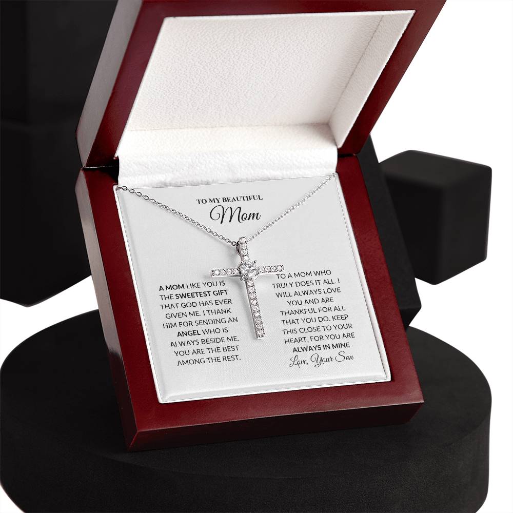 Mom - Bless You - Cross Necklace