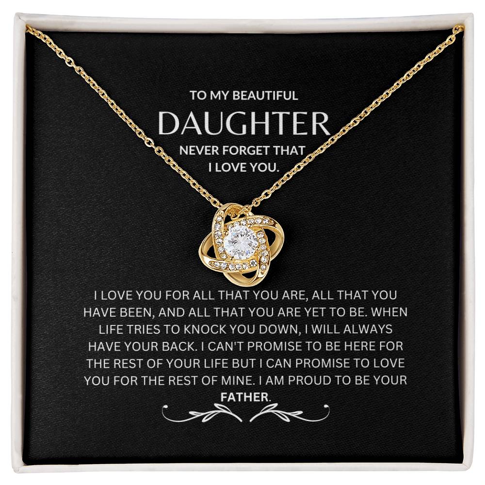 To My Daughter - Never Forget - Love Knot Necklace