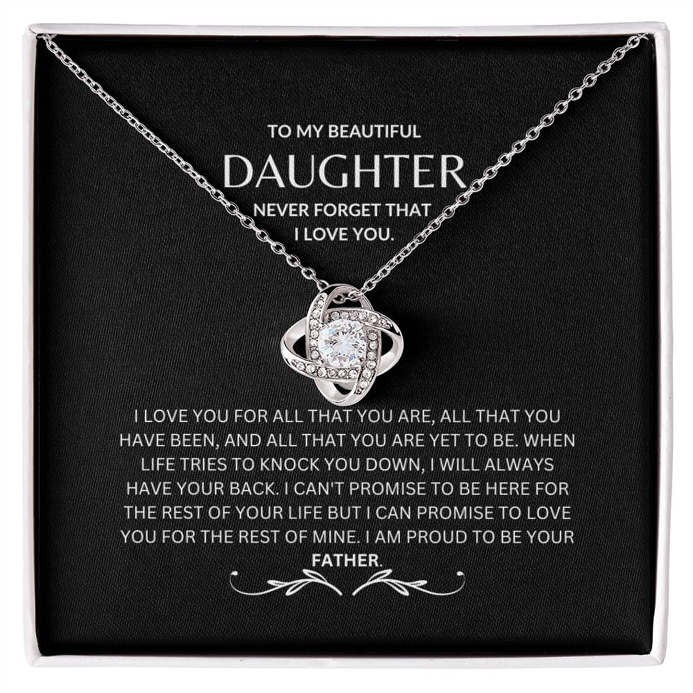 To My Daughter - Never Forget - Love Knot Necklace