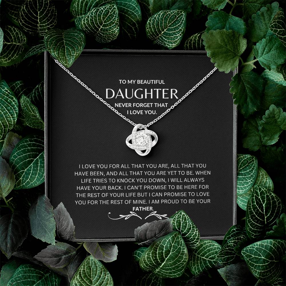 To My Daughter - Never Forget - Love Knot Necklace