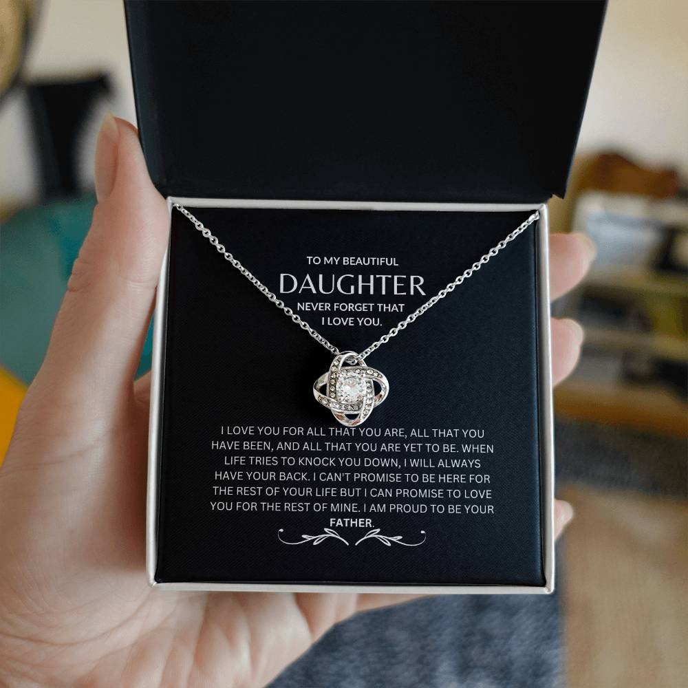 To My Daughter - Never Forget - Love Knot Necklace