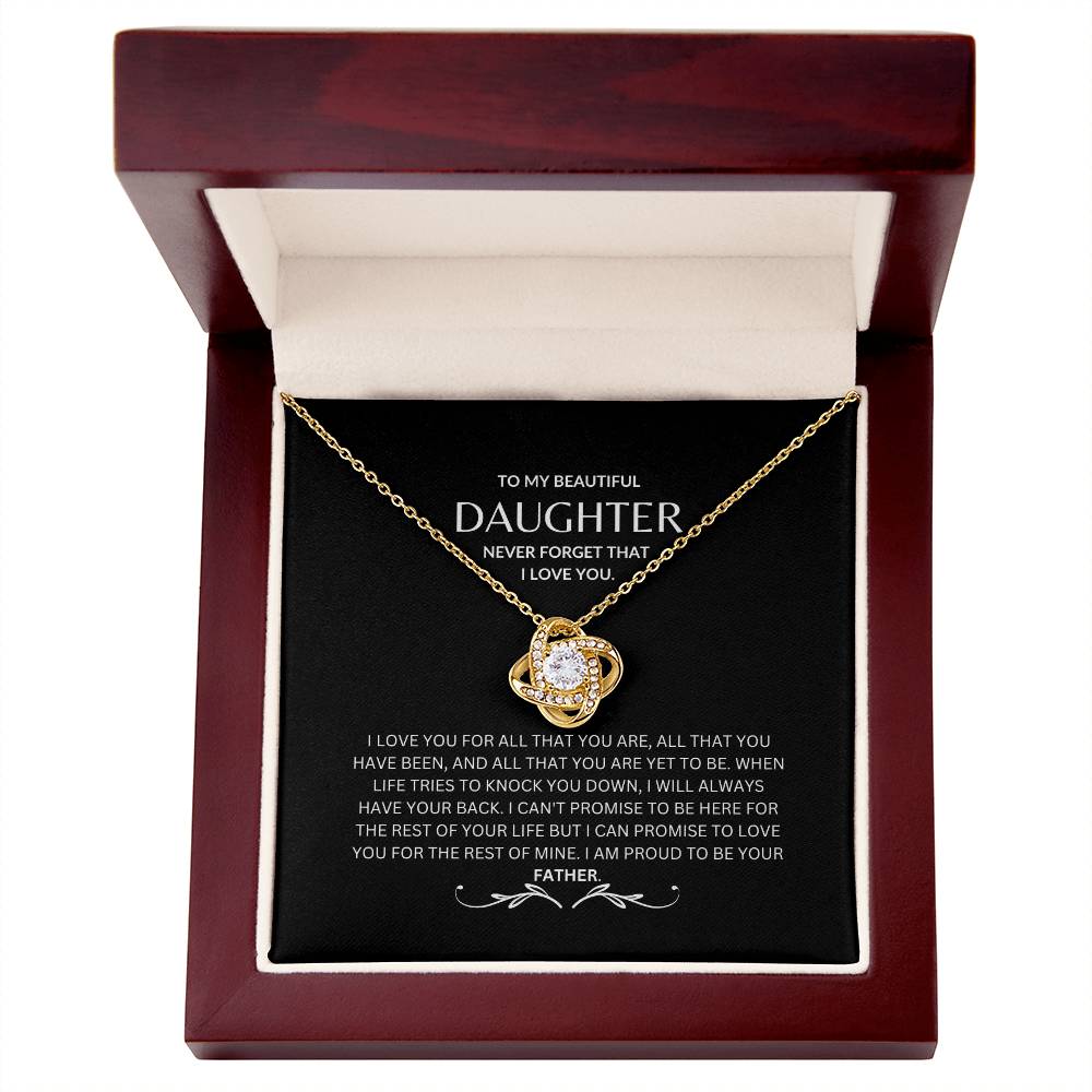 To My Daughter - Never Forget - Love Knot Necklace