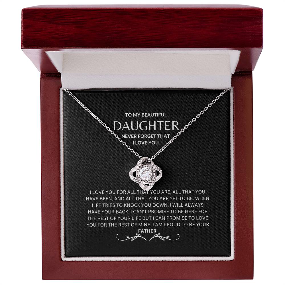 To My Daughter - Never Forget - Love Knot Necklace