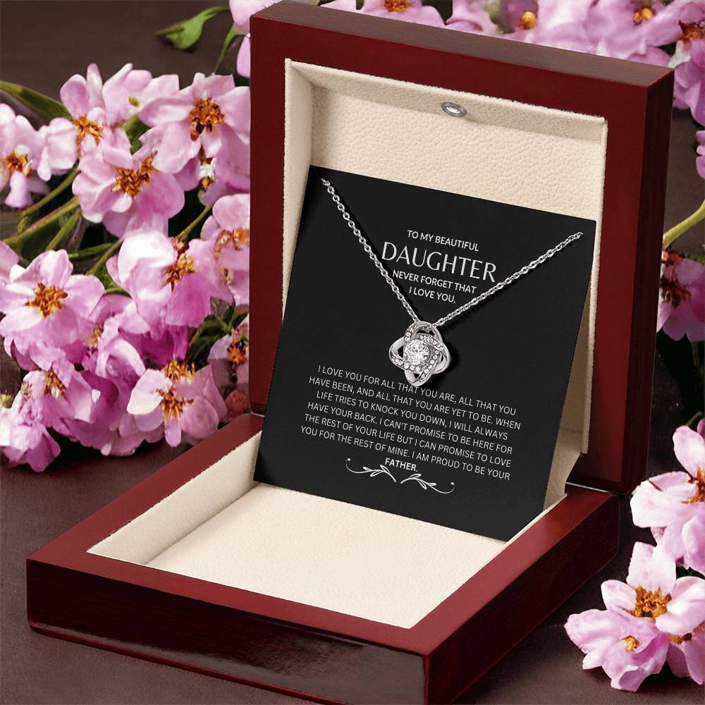 To My Daughter - Never Forget - Love Knot Necklace