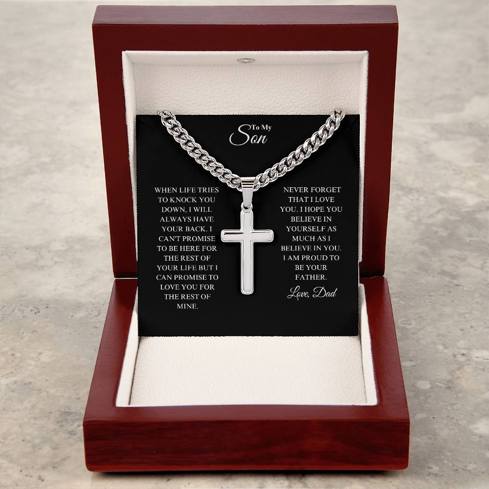 Son - Believe - Artisan Cross Necklace on Cuban Chain