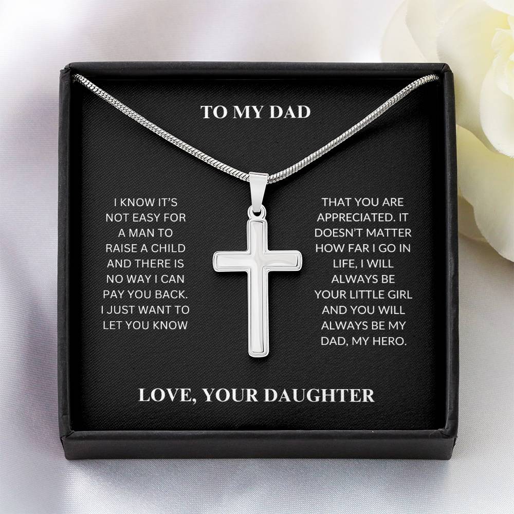 Dad - Loving Father - Stainless Cross Necklace