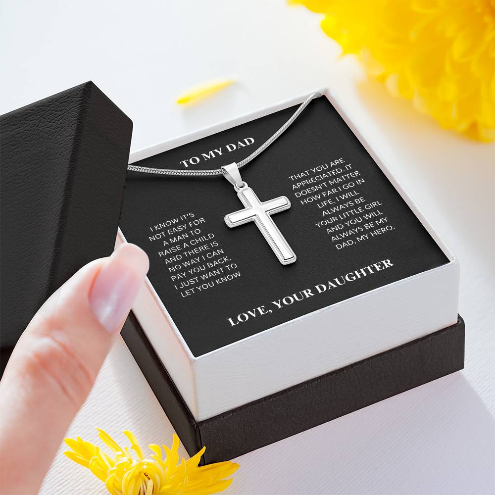 Dad - Loving Father - Stainless Cross Necklace