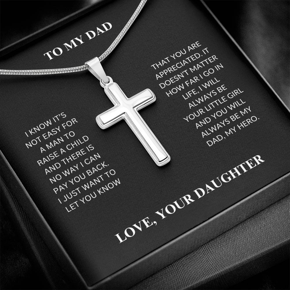 Dad - Loving Father - Stainless Cross Necklace