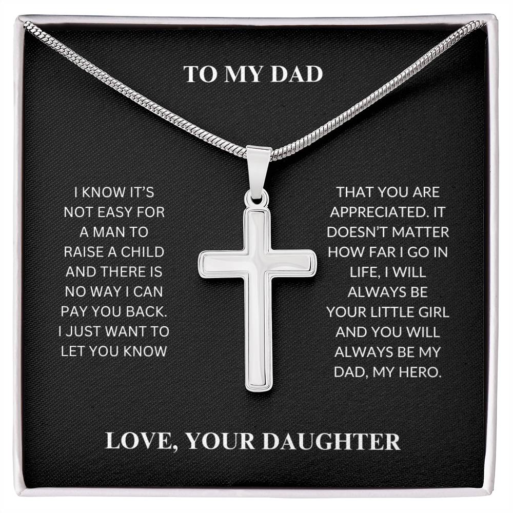 Dad - Loving Father - Stainless Cross Necklace