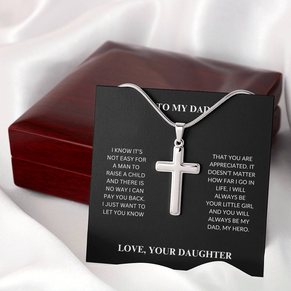 Dad - Loving Father - Stainless Cross Necklace