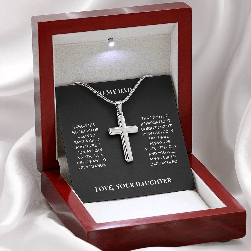 Dad - Loving Father - Stainless Cross Necklace