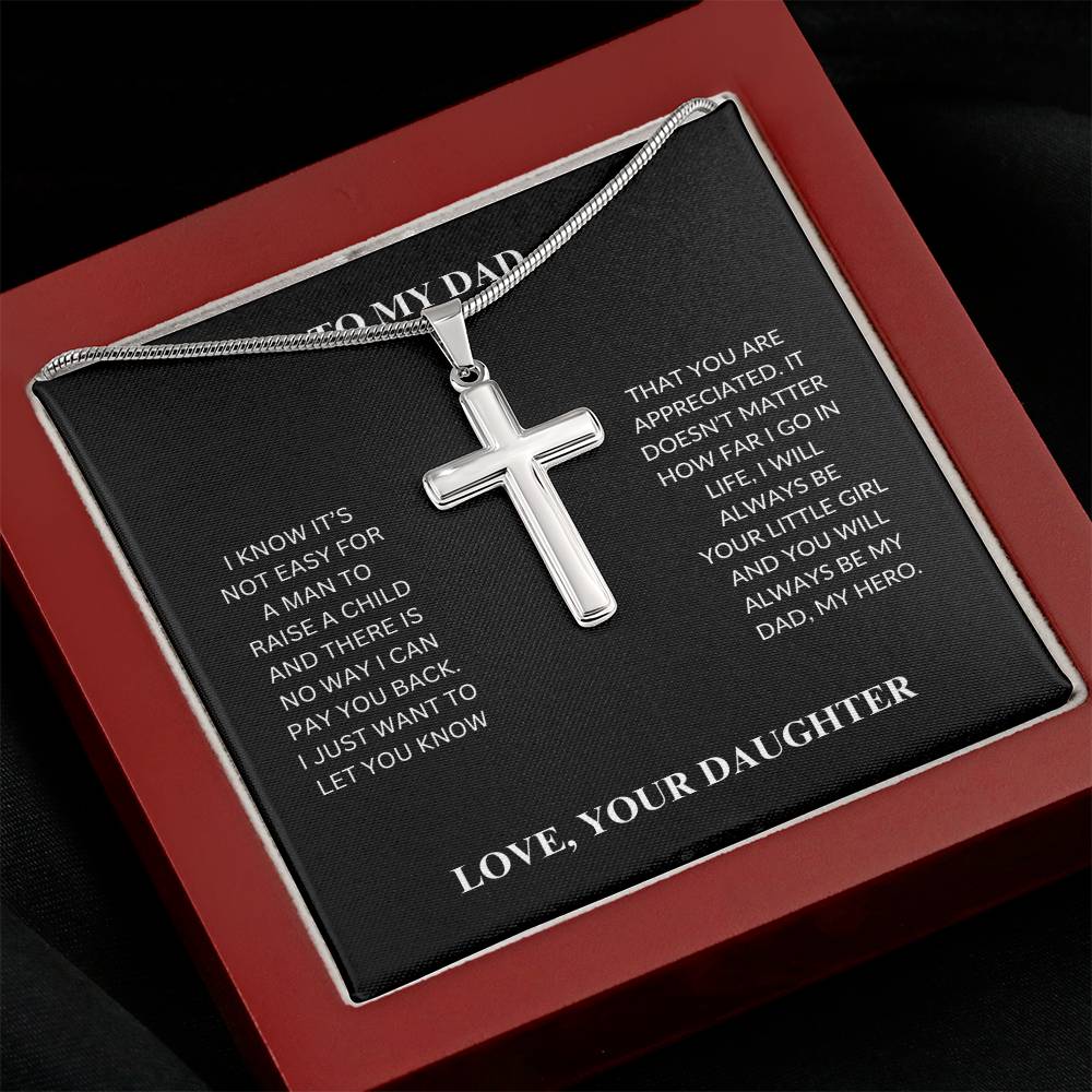 Dad - Loving Father - Stainless Cross Necklace